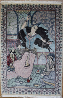 ( Sold after auction) Dancing woman on woven tapestry