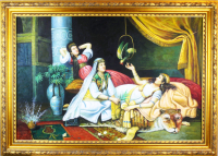 20th century oil on canvas, Women in an Harem
