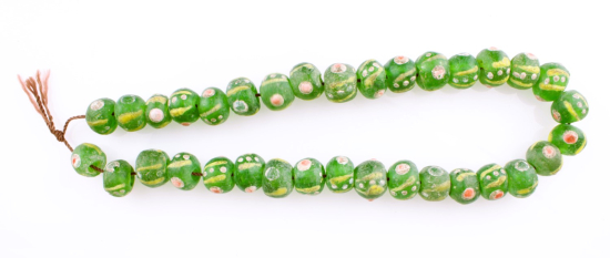 Necklace of green beads of Venetian glass 
