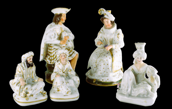 Collection of porcelain Sultan and Sultana container models Jacob Petit