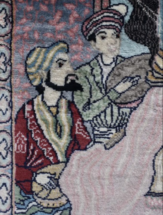 Dancing woman on woven tapestry