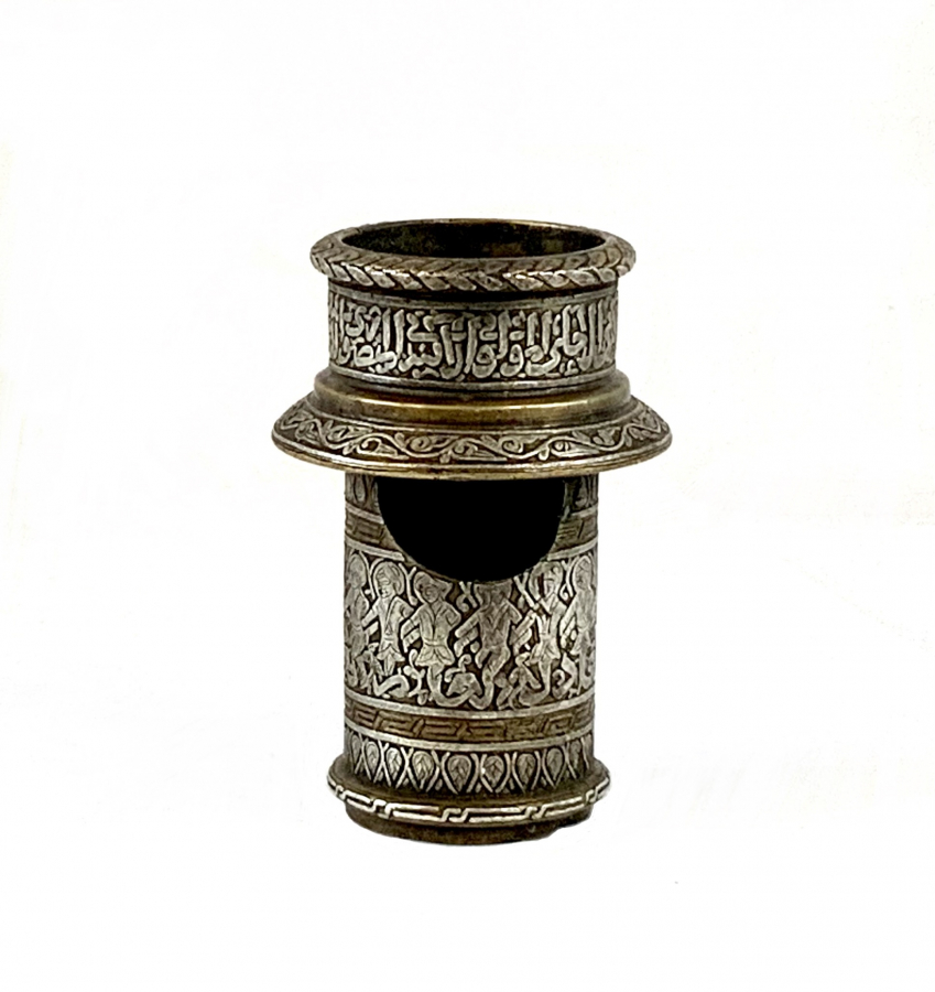 Islamic neck of the candlestick, of Sultan al-Nasir ibn Qalawun, inlaid silver