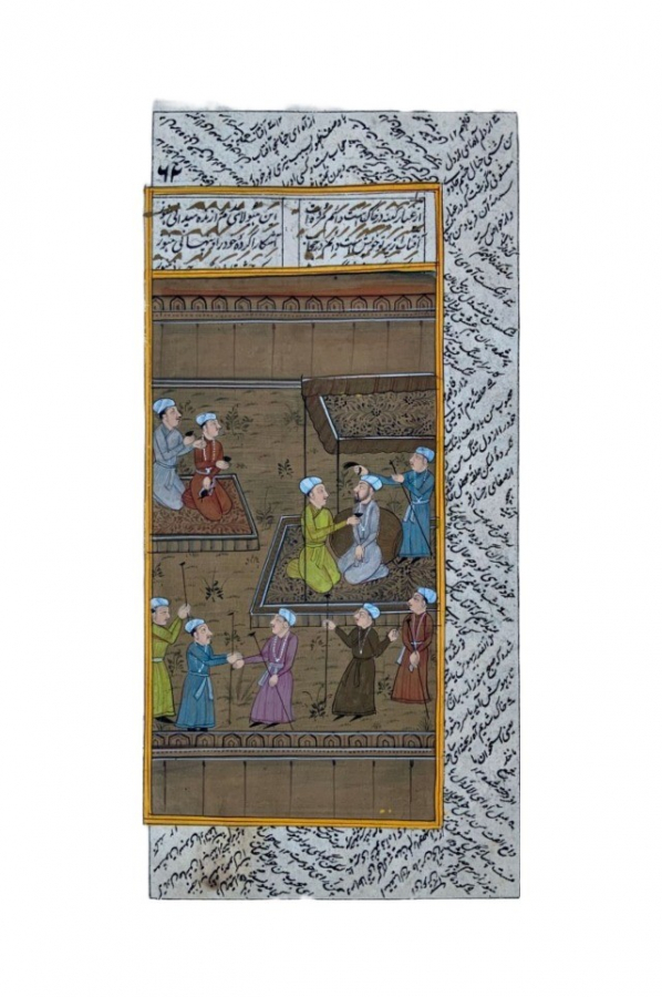 Persian miniature of an assembly of men