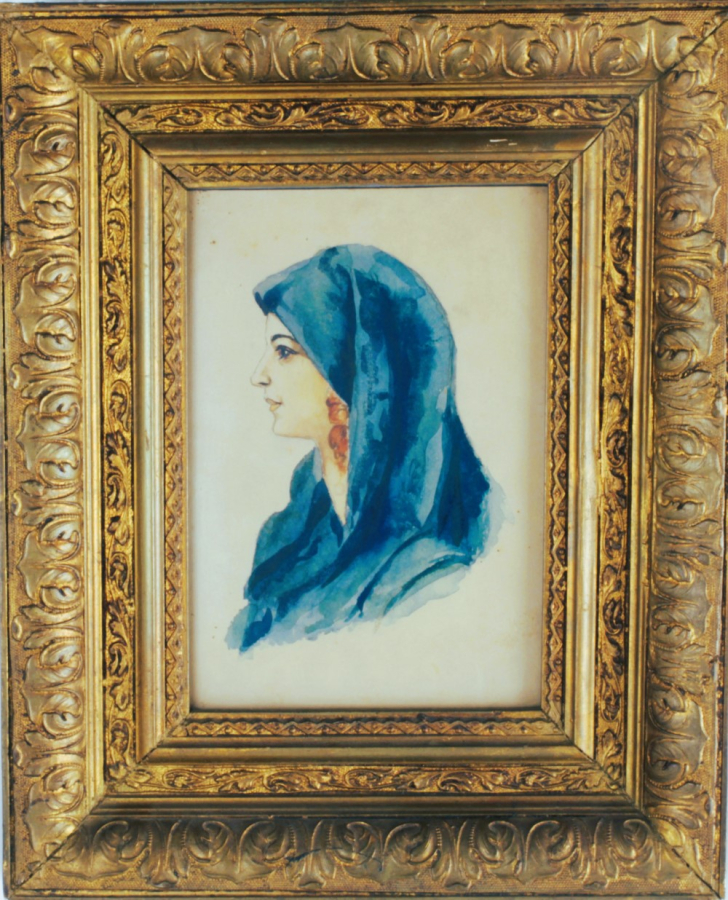 Painting of a woman in blue