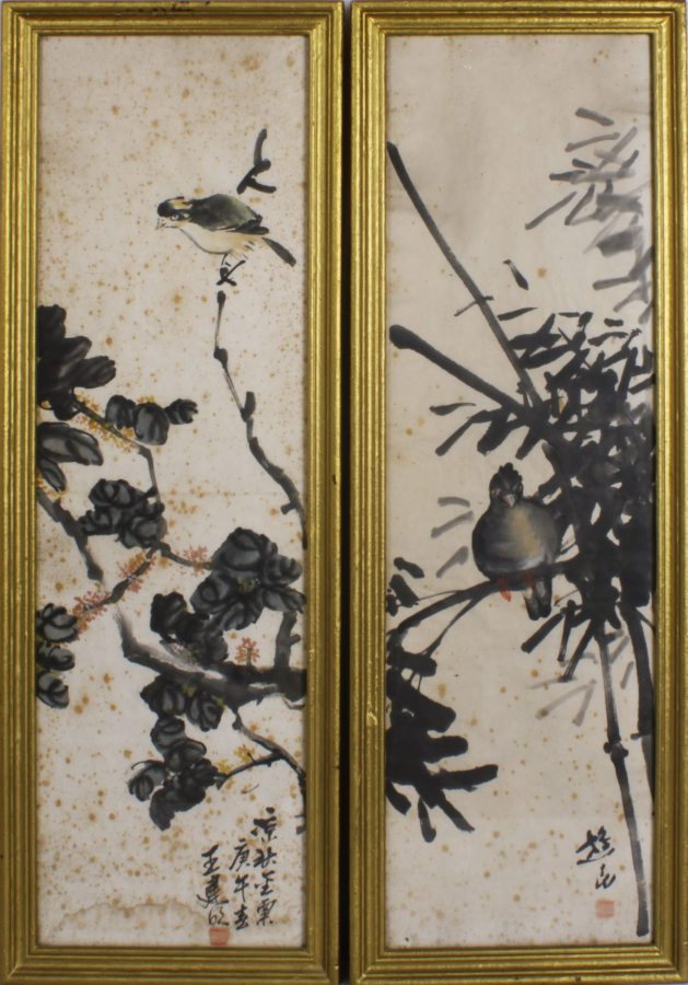 Chinese triptych painting