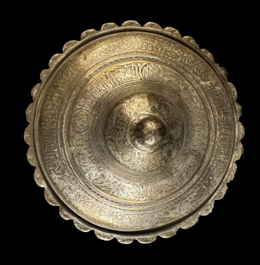 Ottoman Tin-plated copper bowl with lid